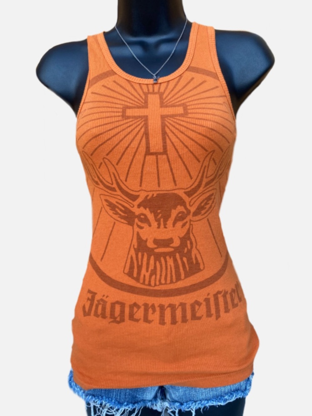 Jägermeister Orange Fitted Ribbed Tank Top with Iconic Deer Logo